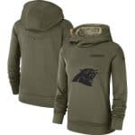 Carolina Panthers Olive Salute To Service Team Logo Performance Pullover NFL Hoodie