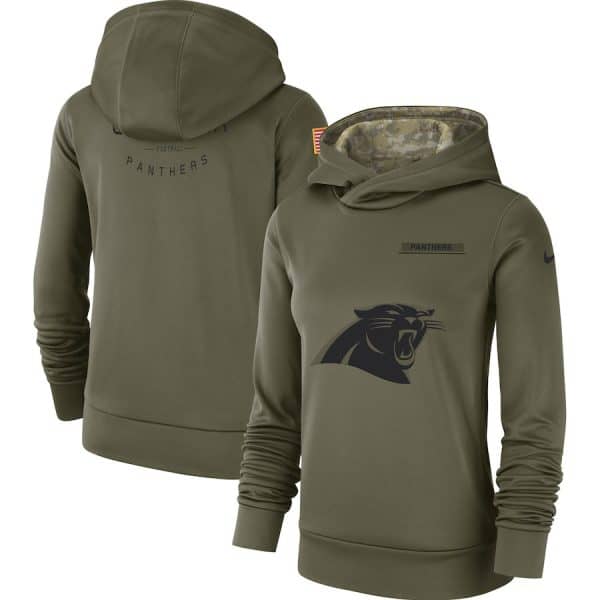 Carolina Panthers Olive Salute To Service Team Logo Performance Pullover NFL Hoodie