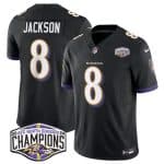 Baltimore Ravens #8 Lamar Jackson Black F.U.S.E. 2024 AFC North Division Champions Vapor Limited Jersey