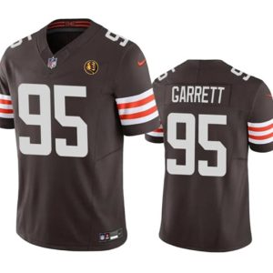Cleveland Browns #95 Myles Garrett Brown 2023 F.U.S.E. With John Madden Patch Vapor Untouchable Limited Stitched Jersey