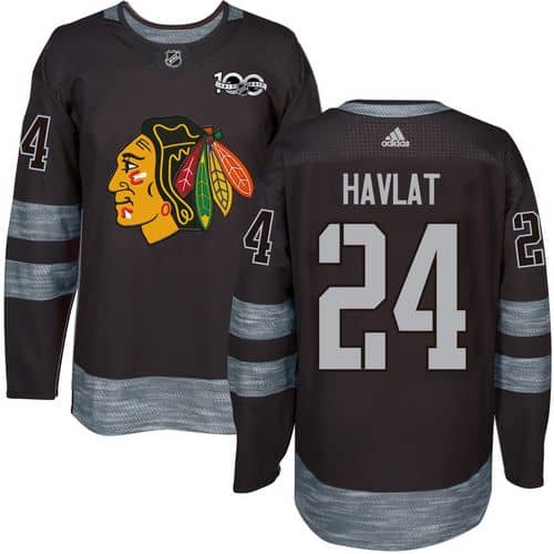 Blackhawks #24 Martin Havlat Black 1917-2017 100th Anniversary Stitched Jersey