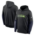 Seattle Seahawks Black Color Block Fleece Performance Pullover Hoodie