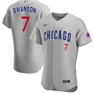 Chicago Cubs #7 Dansby Swanson Gray Flex Base Stitched Jersey