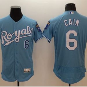 Royals #6 Lorenzo Cain Light Blue Flexbase Authentic Collection Stitched Jersey