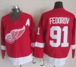 Red Wings #91 Sergei Fedorov Red CCM Throwback Stitched Jersey