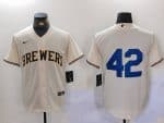 Milwaukee Brewers #42 Jackie Robinson Cream Cool Base Stitched Jersey