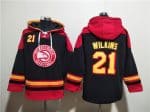 Atlanta Hawks #21 Dominique Wilkins Black Red Lace-Up Pullover Hoodie