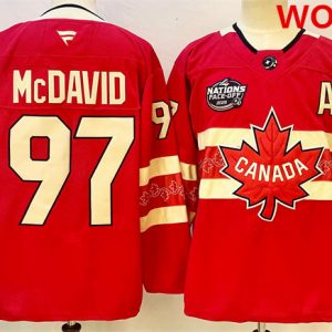 Canada #97 Connor McDavid Red 2025 4 Nations Face-Off Premium With A Patch Stitched Jersey