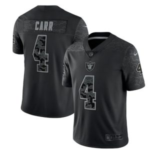 Las Vegas Raiders #4 Derek Carr Black Reflective Limited Stitched Football Jersey