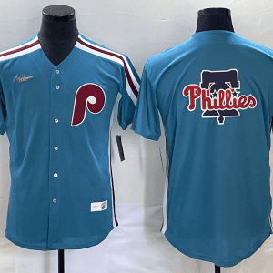 Philadelphia Phillies Blue Team Big Logo Cool Base Stitched Jersey
