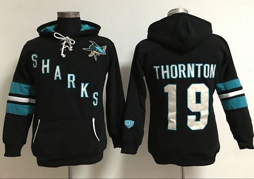 San Jose Sharks #19 Joe Thornton Black Old Time Heidi Hoodie NHL Hoodie