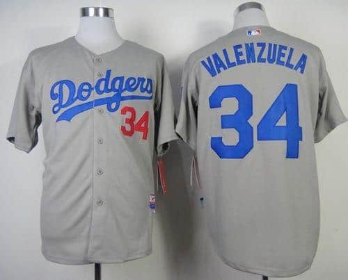 Dodgers #34 Fernando Valenzuela Stitched Grey Cool Base Jersey