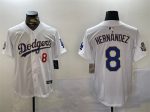 Los Angeles Dodgers #8 Enrique Hernandez White Gold 2024 World Series Home Limited Stitched Jersey