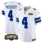 Dallas Cowboys #4 Dak Prescott White 2023 F.U.S.E. NFC East Champions Patch Stitched Jersey
