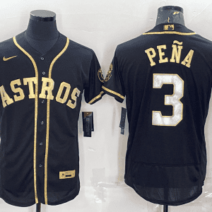 Houston Astros #3 Jeremy PeNa Black Gold Flex Base Stitched Jersey