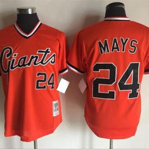 Mitchell And Ness Giants #24 Willie Mays Orange Throwback Stitched Jerseys
