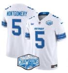 Detroit Lions #5 David Montgomery White 2024 NFC North Champions F.U.S.E. Vapor Limited Stitched Jersey