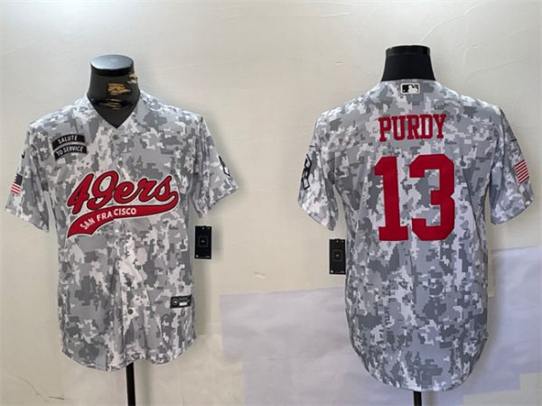 San Francisco 49ers #13 Brock Purdy 2024 Arctic Camo Salute To Service Stitched Jersey