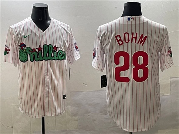 Philadelphia Phillies #28 Alec Bohm White Phanatic Cool Base Stitched Jersey