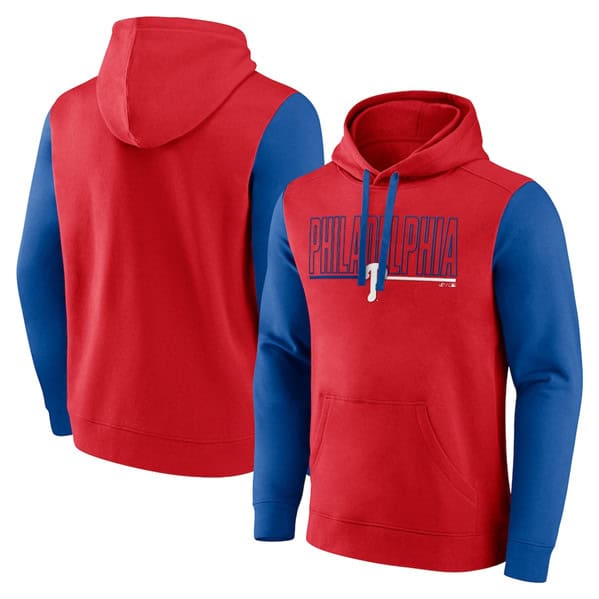 Philadelphia Phillies Red Outline Fleece Pullover Hoodie