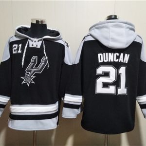 San Antonio Spurs #21 Tim Duncan Black Ageless Must-Have Lace-Up Pullover Hoodie