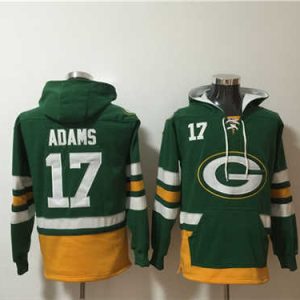 Green Bay Packers #17 Davante Adams Green Ageless Must-Have Lace-Up Pullover Hoodie