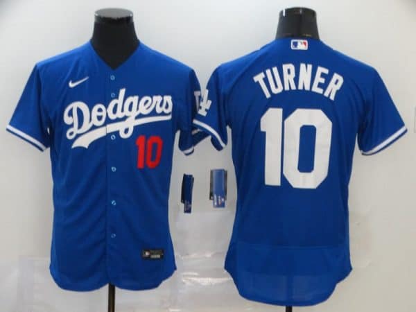 Los Angeles Dodgers #10 Justin Turner Blue Flex Base Stitched Jersey