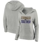 Baltimore Ravens Heather Gray Stronger Together Crossover Neck Pullover Hoodie(Run Small)