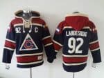 Avalanche #92 Gabriel Landeskog Navy Blue Sawyer Hooded Sweatshirt Stitched Jersey
