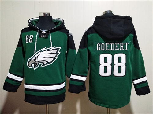 Philadelphia Eagles #88 Dallas Goedert Green Lace-Up Pullover Hoodie