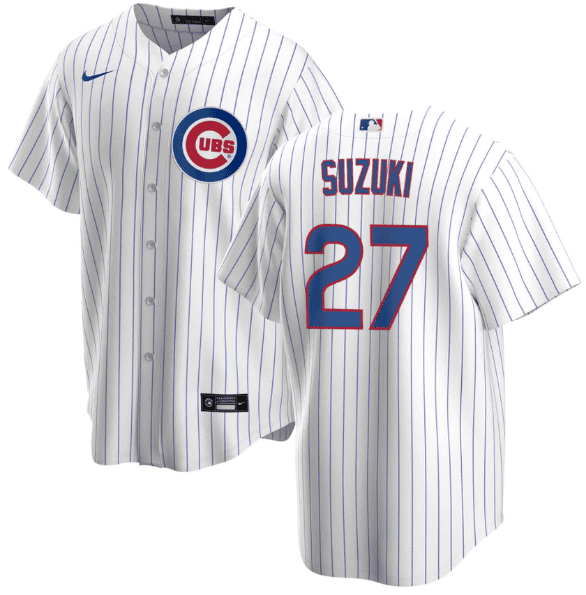 Chicago Cubs #27 Seiya Suzuki White Stitched Baseball Jersey