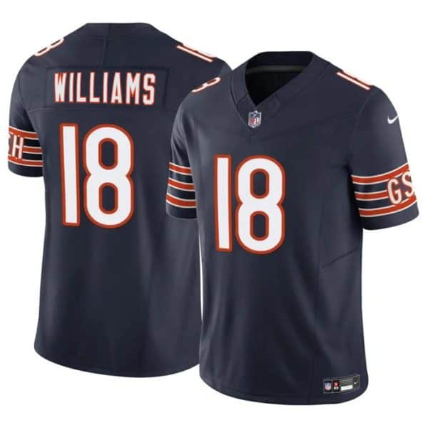Chicago Bears #18 Caleb Williams Navy 2024 Draft F.U.S.E. Vapor Stitched Jersey