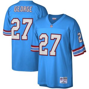 Tennessee Oilers #27 Eddie George Mitchell Ness Light Blue Throwback Stitched Jersey