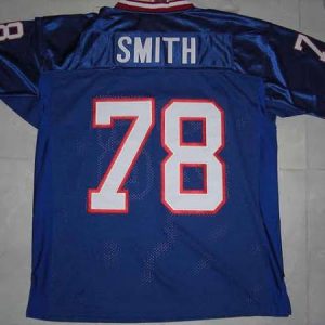Mitchell Ness Bills #78 Bruce Smith Blue 35th Anniversary Patch Stitched Throwback Jersey