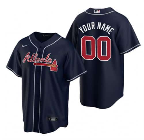 Atlanta Braves Customized Custom Navy Cool Base Stitched Jersey