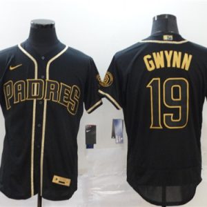 San Diego Padres #19 Tony Gwynn Black Golden Flex Base Stitched Jersey