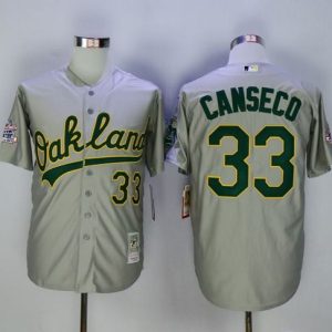 Mitchell And Ness Athletics #33 Jose Canseco Grey Throwback Stitched Jersey