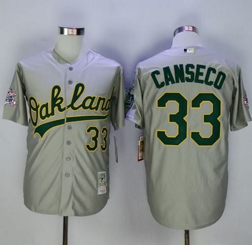 Mitchell And Ness Athletics #33 Jose Canseco Grey Throwback Stitched Jersey