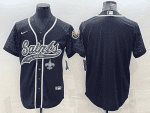 New Orleans Saints Blank Black Reflective With Patch Cool Base Stitched Baseball Jersey