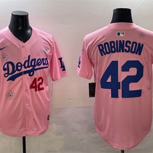 Los Angeles Dodgers #42 Jackie Robinson Pink 2025 Tokyo Series Limited Stitched Jersey