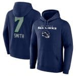Seattle Seahawks #7 Geno Smith Navy Team Wordmark Player Name Number Pullover Hoodie