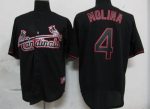 Cardinals #4 Yadier Molina Black Fashion Stitched Jersey