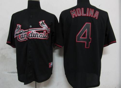 Cardinals #4 Yadier Molina Black Fashion Stitched Jersey