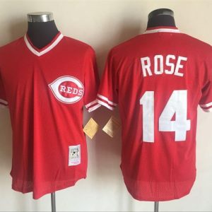 Cincinnati Reds #14 Pete Rose Mitchell And Ness Red Throwback Stitched Jersey