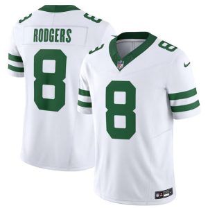 New York Jets #8 Aaron Rodgers White 2023 F.U.S.E. Vapor Limited Throwback Stitched Jersey