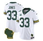 Green Bay Packers #33 Aaron Jones White 2023 F.U.S.E. Home Patch And 1-Star C Patch Vapor Untouchable Limited Stitched Jersey