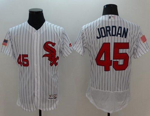White Sox #45 Michael Jordan White(Black Strip) Fashion Stars Stripes Flexbase Authentic Stitched Jersey