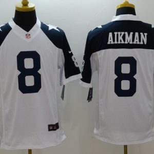Cowboys #8 Troy Aikman White Thanksgiving Throwback Stitched Limited Nike Jersey