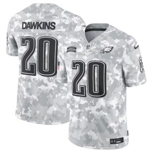 Philadelphia Eagles #20 Brian Dawkins Arctic Camo 2024 F.U.S.E. Salute To Service Limited Stitched Jersey