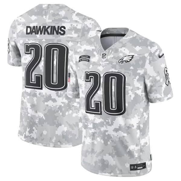 Philadelphia Eagles #20 Brian Dawkins Arctic Camo 2024 F.U.S.E. Salute To Service Limited Stitched Jersey